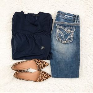 Hydraulic Distressed Cropped Jeans Size 7/8